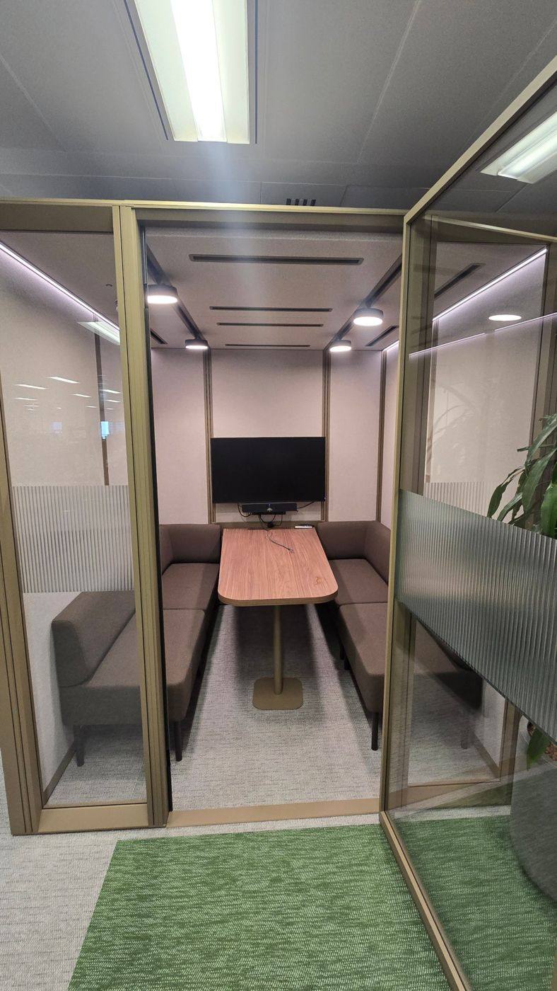 Booth interior, banquette seating