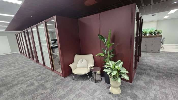 Booth row, open-plan floor