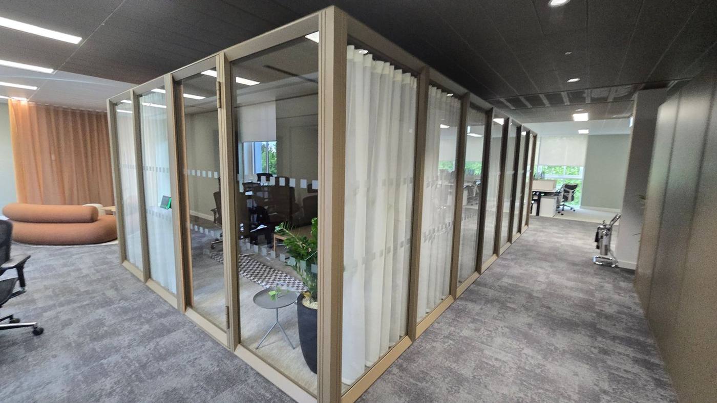 Curtained meeting pods