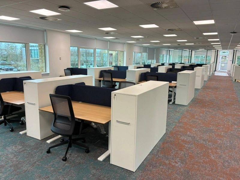 Open-plan desking installed