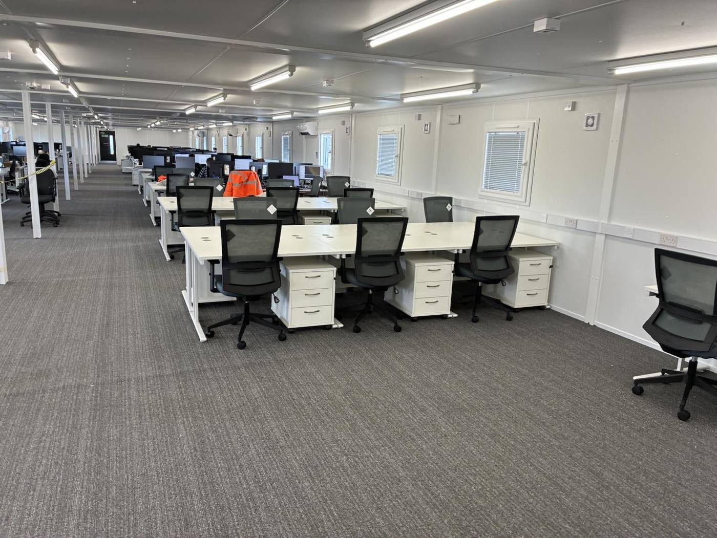Site offices, bench desking installed