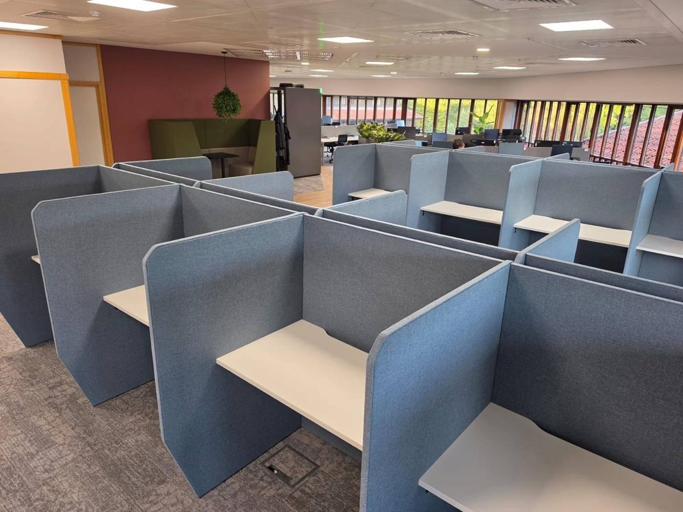 Study booths on the open floor