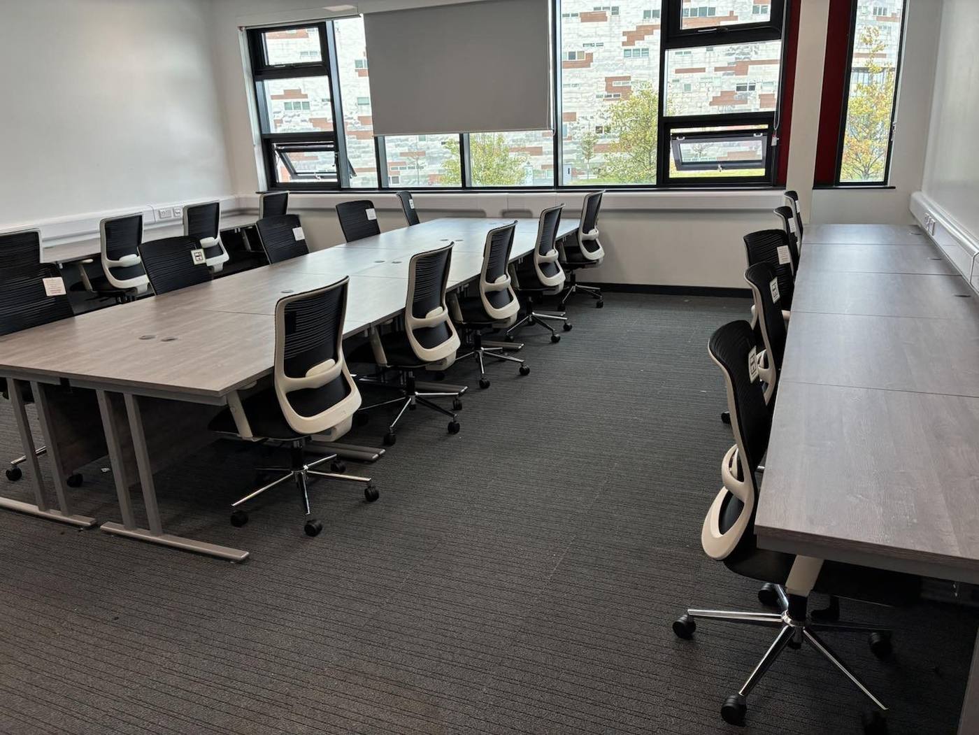 Training room with desking around the walls